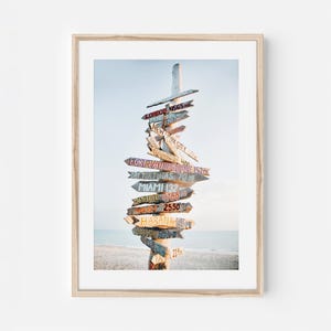 Fotografia di segnaletica di Key West, stampa artistica estiva costiera, foto incorniciata e senza cornice della spiaggia della Florida, decorazione da parete moderna / A1623