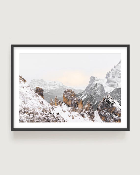 Dolomites Snowy Mountains Wall Art Print - Alpine Landscape Fine Art Photography