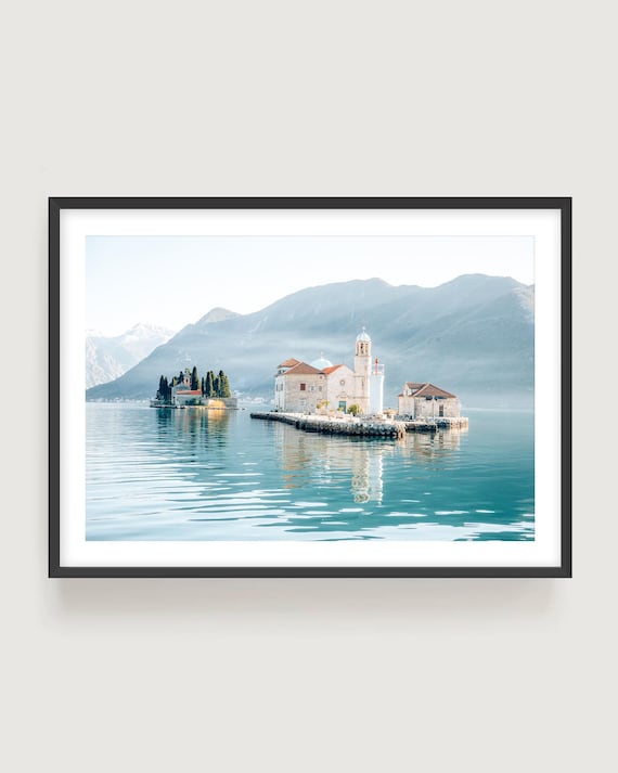 Montenegro Island Wall Art Print - Mediterranean Boka Kotor Coastal Photography