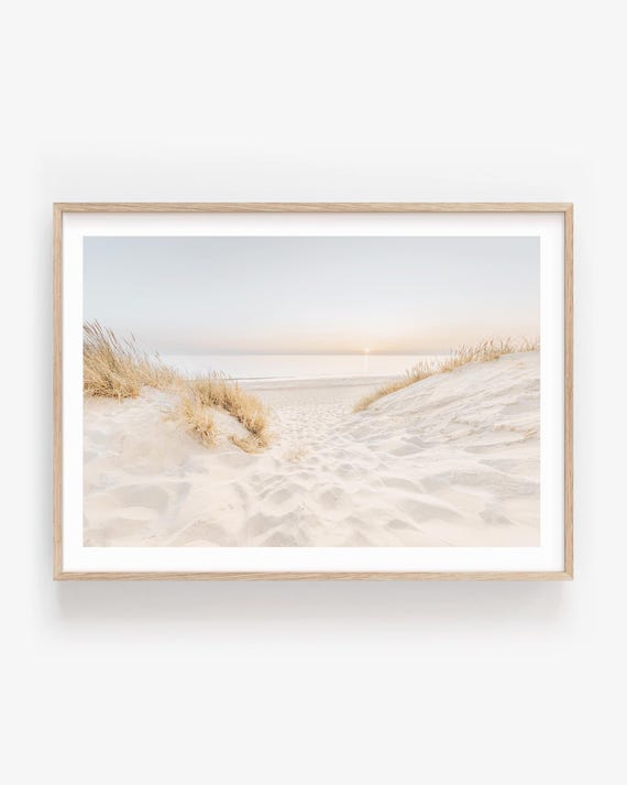 Dreamy Beach Sunset Print - Neutral Coastal Photography Wall Art