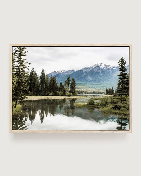 Montana Lake Canvas Print, Oversized Mountain Landscape Wall Art, Framed or Unframed