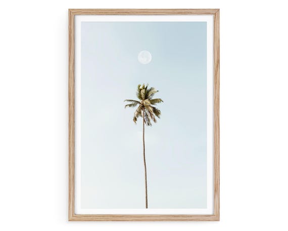 Minimalist Palm Tree Print: Pastel Blue Island Photography, Framed or Unframed