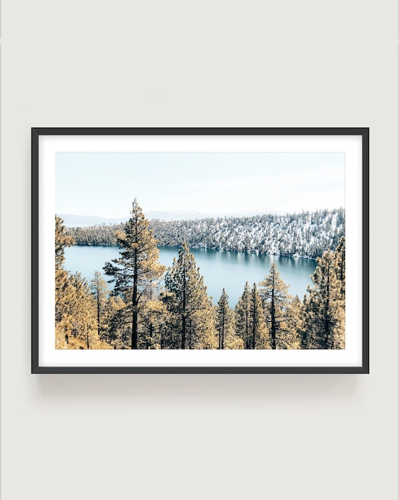Lake Tahoe Wall Art – Winter Landscape Fine Art Print, Neutral Mountain Photography