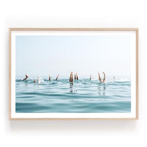 Lake Photography Wall Art Print, zomer zwemmen blauwe zwemmers handstand foto