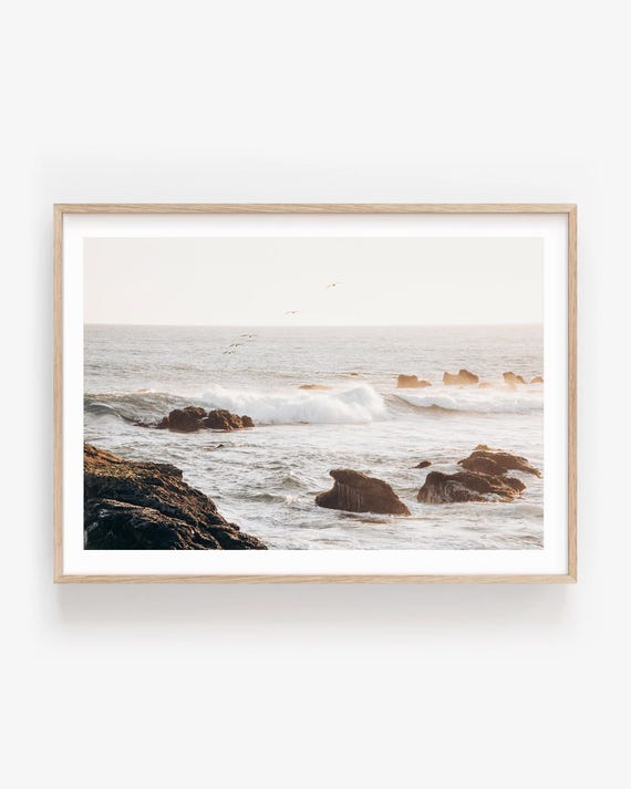 Ocean Wall Art Print: Rocky Shoreline Photography, Serene Coastal Fine Art Decor