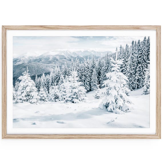 Winter Forest Landscape Photography Print, Minimalist Nature Wall Art Framed or Unframed
