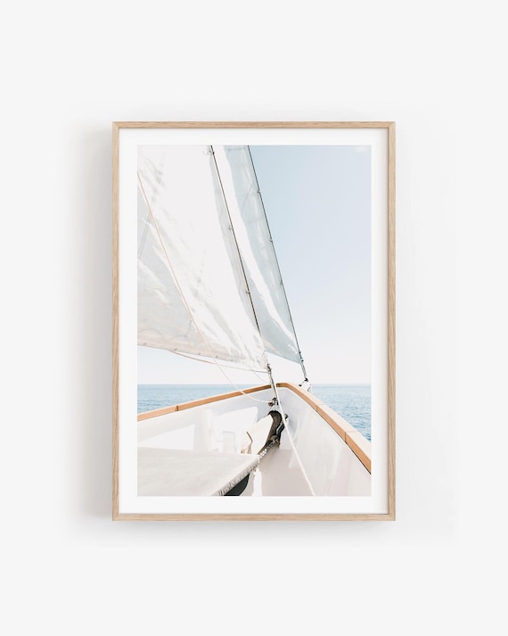 White Sailboat Fine Art Print: Coastal Nautical Wall Decor