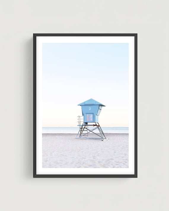 Santa Barbara Beach Lifeguard Tower - Pastel Coastal Wall Art Fine Art Print Photography