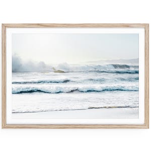 Fine Art Venice Beach oceaanfotografie print, zachte blauwe glooiende golven muurkunst, California Coastal Beach decor, ingelijste of ingelijste print
