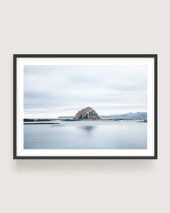 Morro Bay Rock Coastal Photography Print - California Seascape Minimalist Wall Art, Framed or Unframed