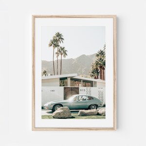 Palm Springs Vintage Auto Wandkunst, Mid Century Modern gerahmter Druck, Kalifornische Wüste Fotografie, Retro Wohndekor Oldtimer Fotodruck