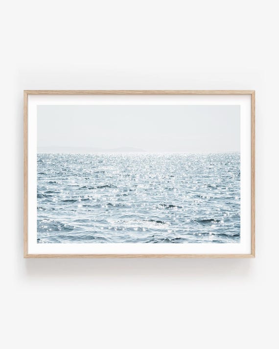 Sparkling Ocean Fine Art Print - Soft Coastal Wall Art in Neutral Serene Tones