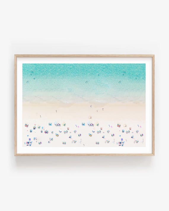 Aerial Beach Print - Framed Coastal Photography, Summer Ocean Wall Art