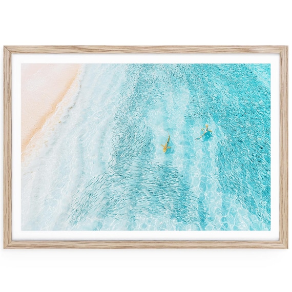 Aerial Sharks Ocean Print: Coastal Fine Art Photography