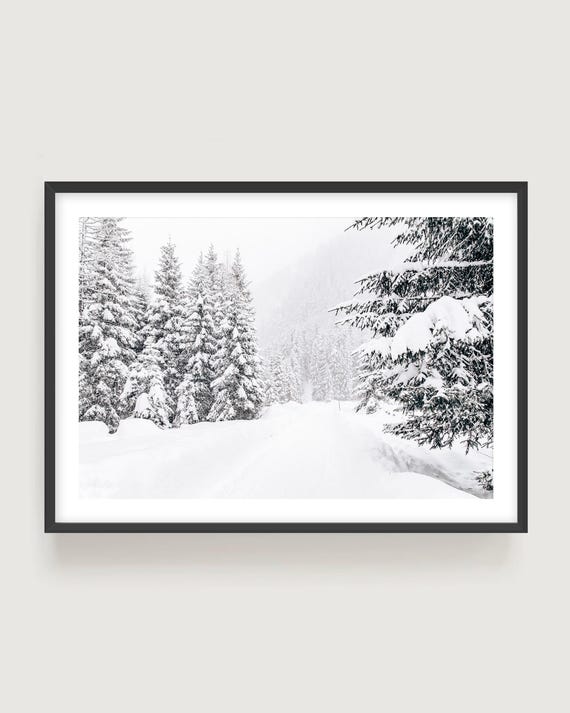 Winter Landscape Print - Snowy Forest Wall Art, Minimalist Winter Photography Decor
