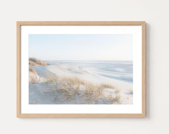 Beach Grass Photography Print - Neutral Minimalist Coastal Wall Art