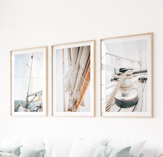 Nautical Print Set: Coastal Sailboat Photography, Modern Gallery Wall