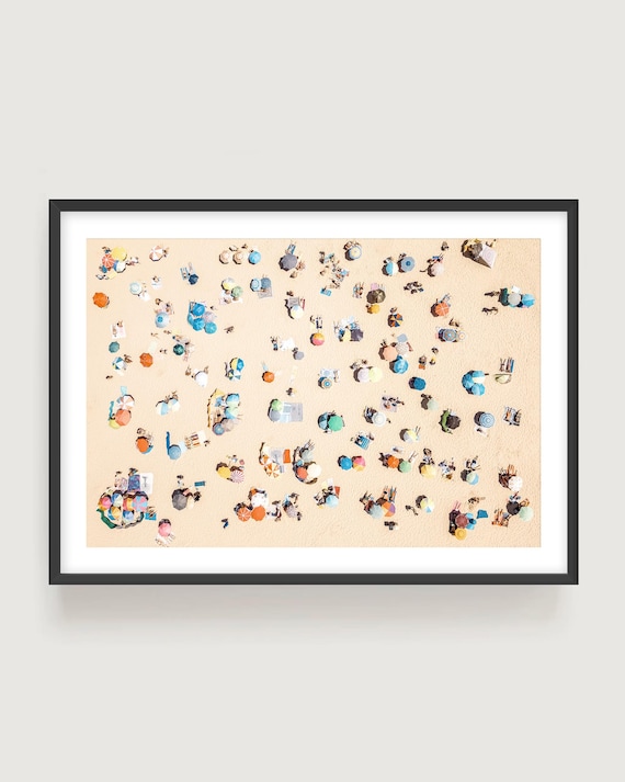 Aerial Beach Photography - Coastal Fine Art Print, Summer Umbrellas Wall Art