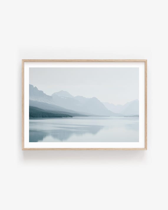 Lake Tahoe Wall Art: Neutral Mountain Lake Print, Minimalist Modern Photography