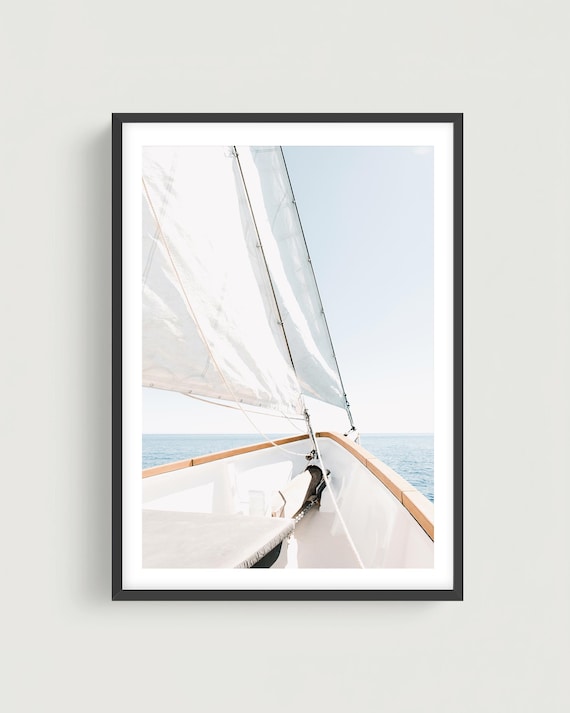 White Sailboat Fine Art Print: Coastal Nautical Wall Decor