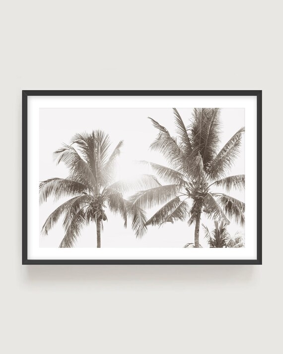 Hawaii Palm Tree Print, Coastal Minimalist Fine Art Framed or Unframed