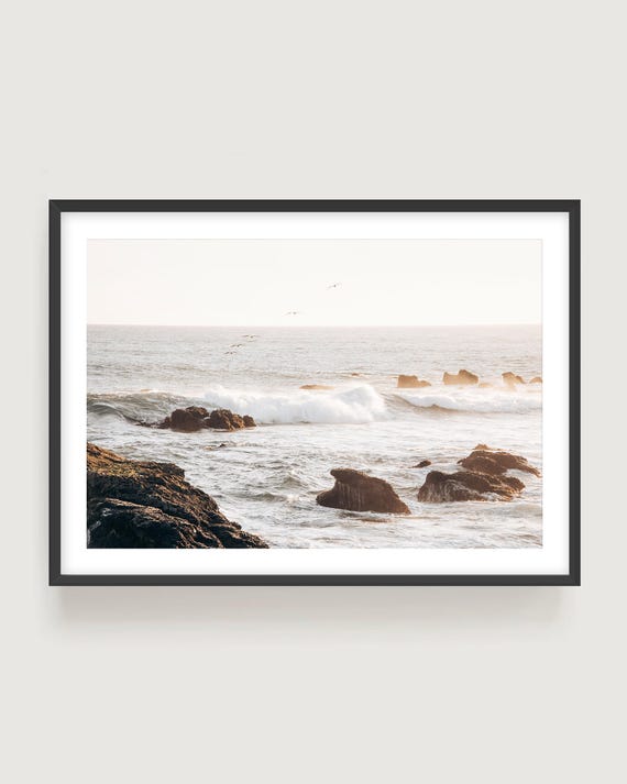 Ocean Wall Art Print: Rocky Shoreline Photography, Serene Coastal Fine Art Decor