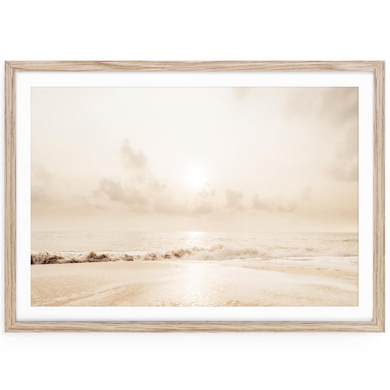 Fine Art Beach Sunset Print, Minimalist Coastal Photography, Framed or Unframed Large Horizontal Art
