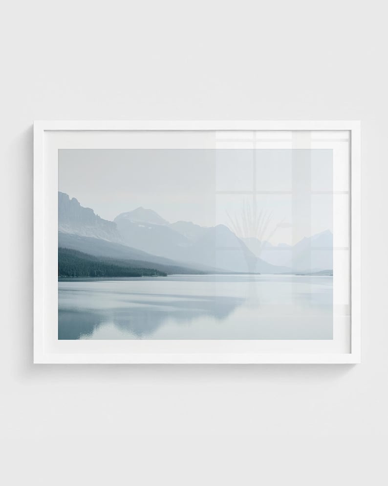 Lake Tahoe Wall Art - Neutral Mountain Lake Print, Minimalist Modern Photography