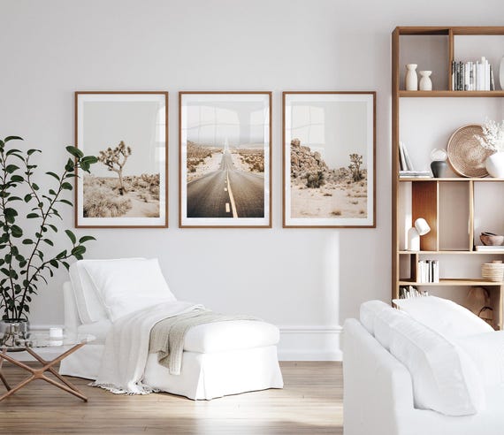Desert Photography Set of 3 Prints: Framed Joshua Tree Western Wall Art