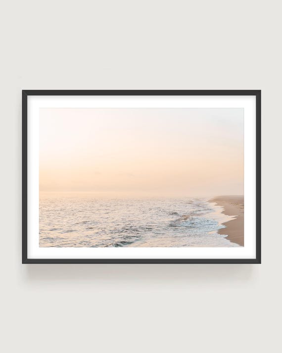 Pastel Beach Fine Art Print, Coastal Photography Wall Art, Framed or Unframed Sunset Seascape