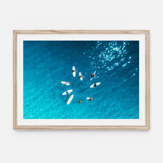 Surf Photography Print: Ocean Aerial Wall Art, Surfers Fine Art Coastal Decor