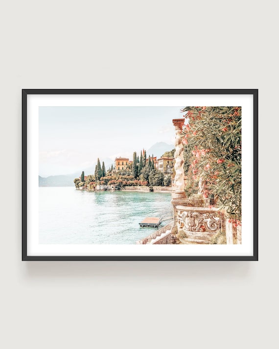 Lake Como Italy Print, Neutral Coastal Landscape Photography, Framed or Unframed Wall Art