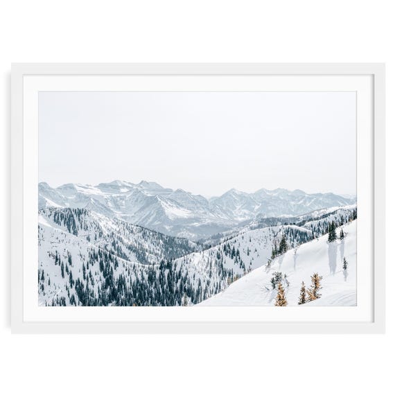 Winter Mountain Photography Print: Snowy Landscape, Neutral Wall Art
