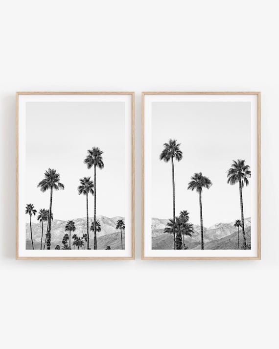 Black and White Palm Springs Wall Art: Set of 2 Landscape Photography Prints