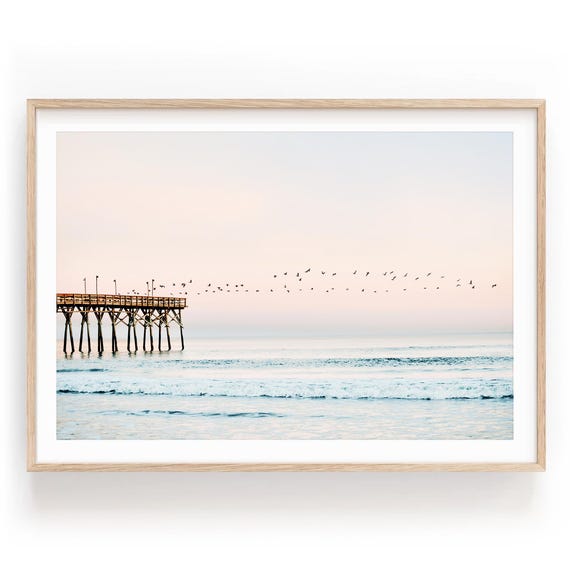 Sunset Pier Photography Print: Coastal Beach Wall Art