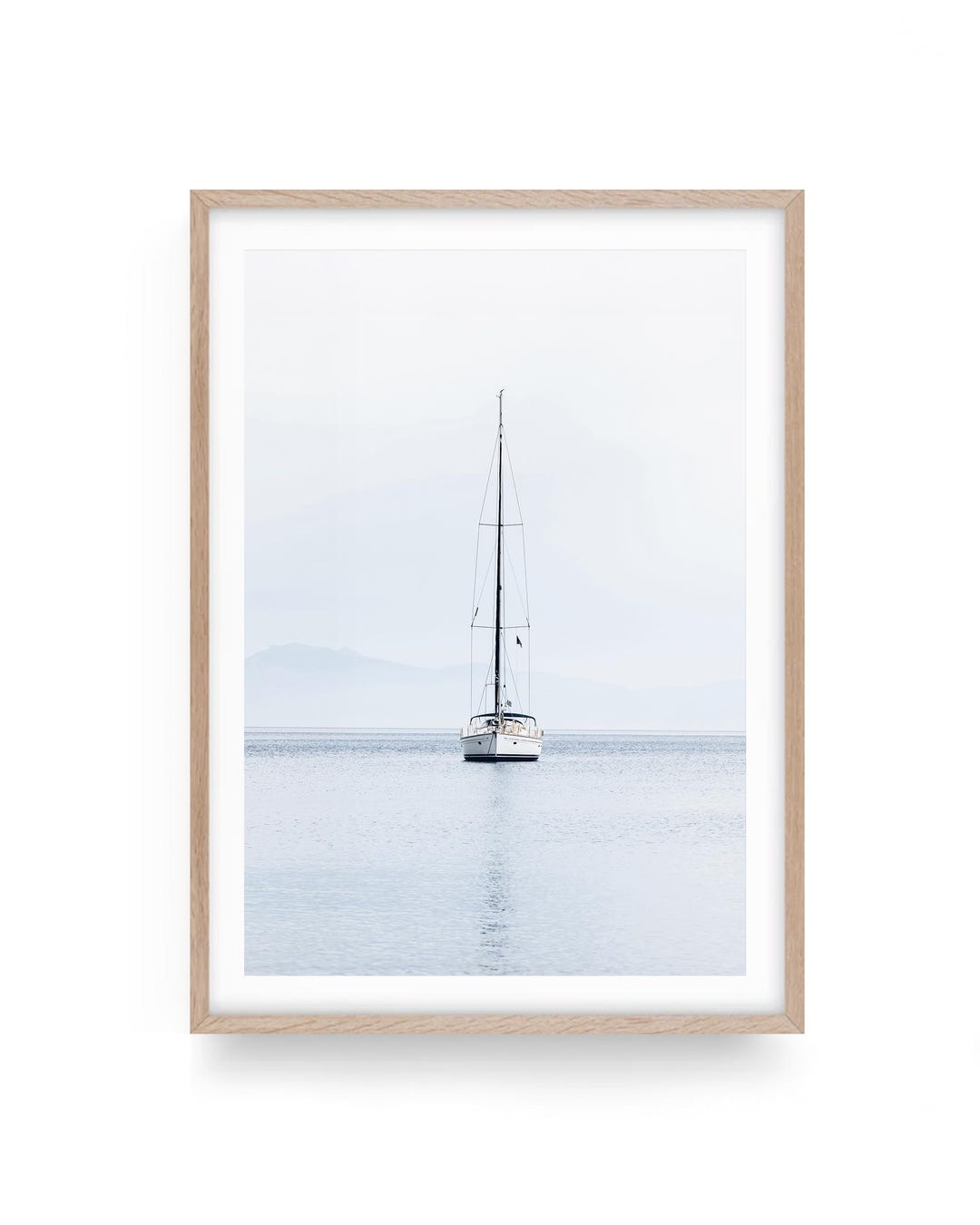 Minimalist Sailboat Wall Art - Neutral Blue Nautical Photography Print ...