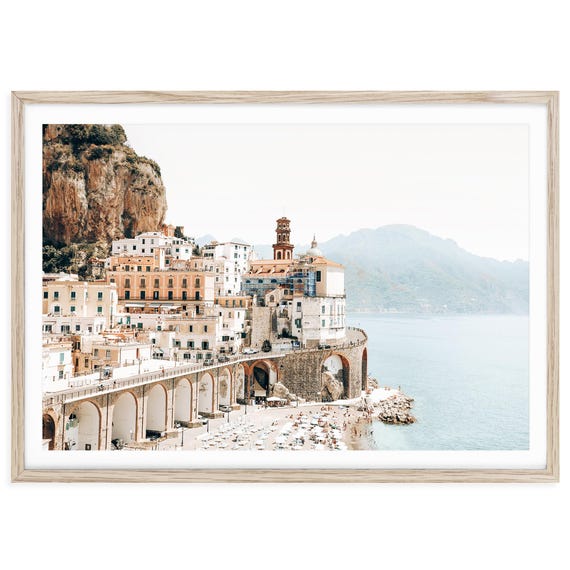 Amalfi Coast Art Print, Pastel Italian Landscape Photography, Coastal Travel Wall Decor