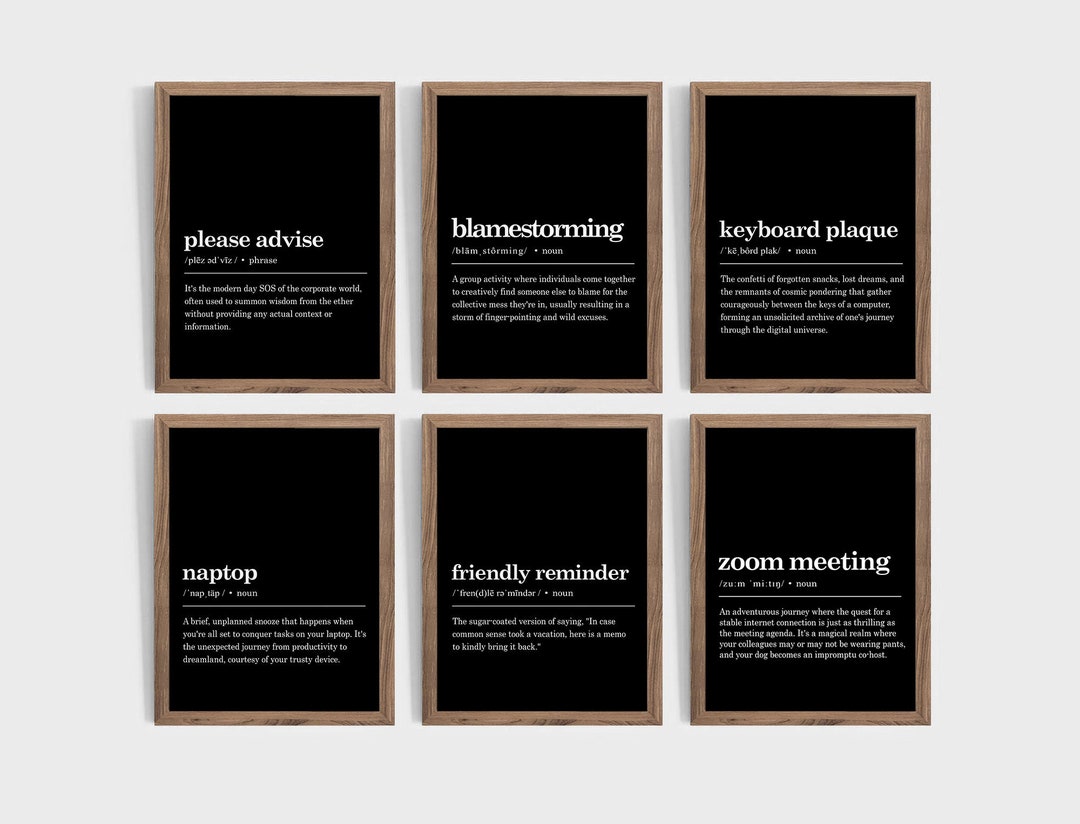 Definition Office Decor Prints / Set of 12 Printables / Minimalist