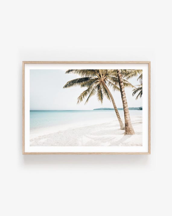 Tropical Palm Tree Beach Print, Coastal Fine Art Photography