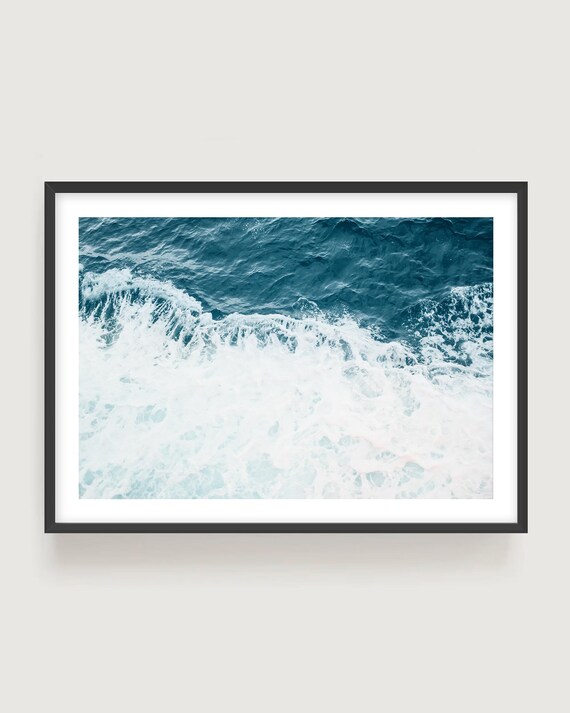 Ocean Wall Art – Seafoam Wave Photography, Minimalist Coastal Print