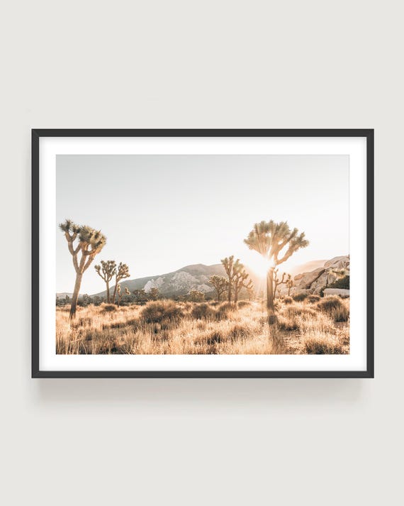 Joshua Tree Desert Landscape Print - Modern Boho Wall Art, Framed or Unframed