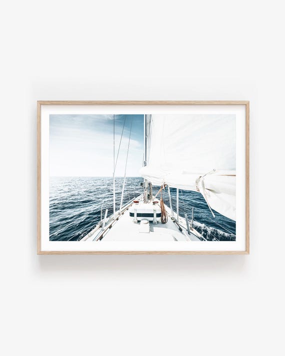 Sailing Yacht Wall Art: Modern Nautical Decor, Framed Fine Art Print