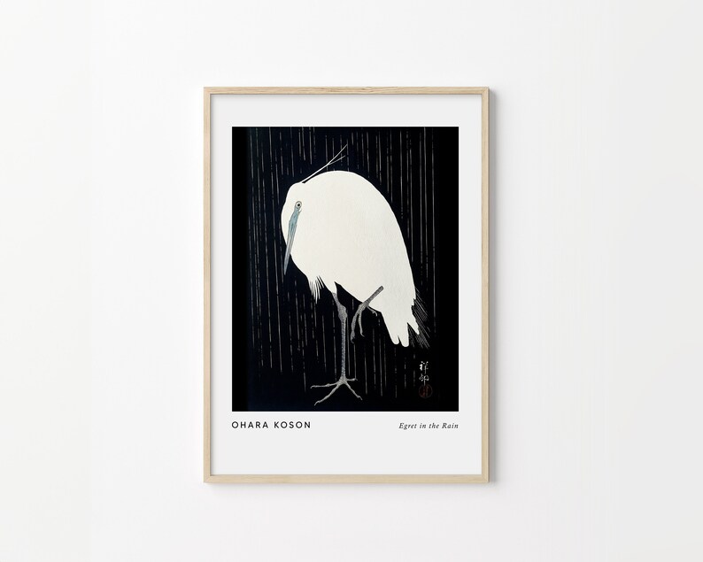 Ohara Koson Egret in the Rain Art / Printable Wall Art / Vintage
