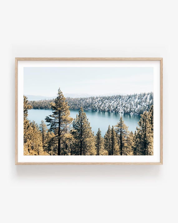 Lake Tahoe Wall Art – Winter Landscape Fine Art Print, Neutral Mountain Photography