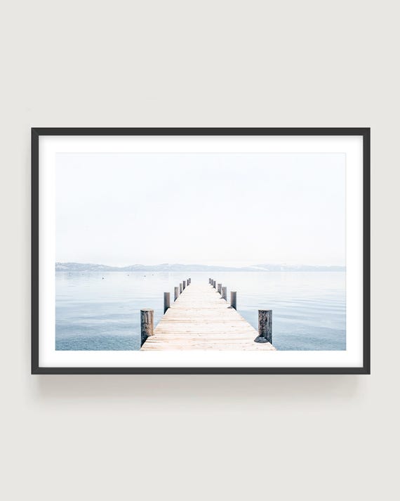 Lake Tahoe Wooden Dock Wall Art Print - Minimalist California Landscape Photography