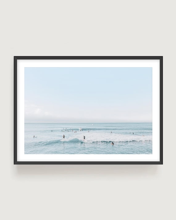 Aerial Surf Photography Print: Minimalist Coastal Wall Art, California Beach Decor