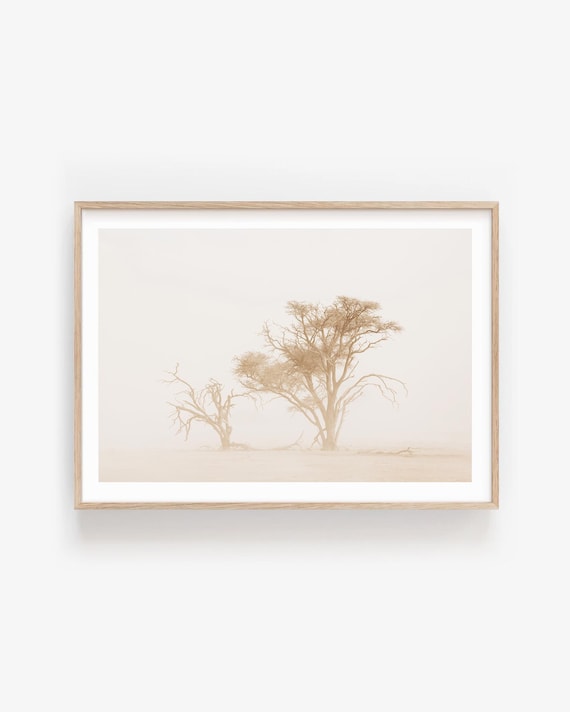 Neutral Nature Wall Art: Minimalist Tree Photography Print, Beige Organic Home Decor
