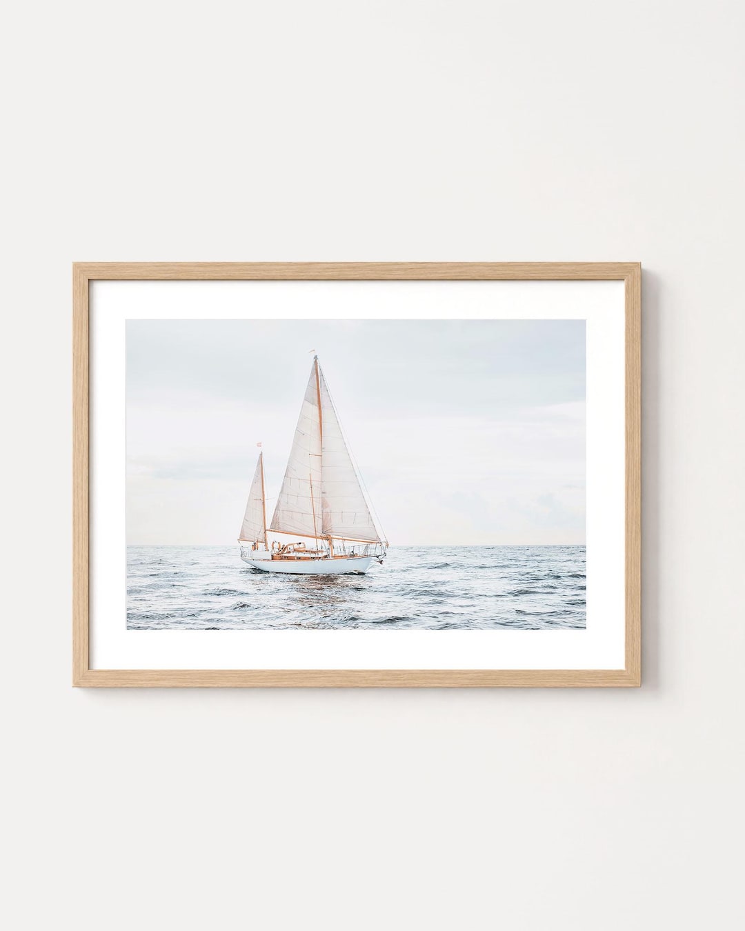Vintage Sailboat Fine Art Print - Coastal Nautical Wall Art, Framed ...
