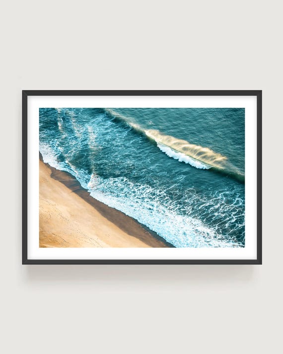 Beach Wall Art – Aerial Ocean Photography Print for Calm Coastal Home Decor