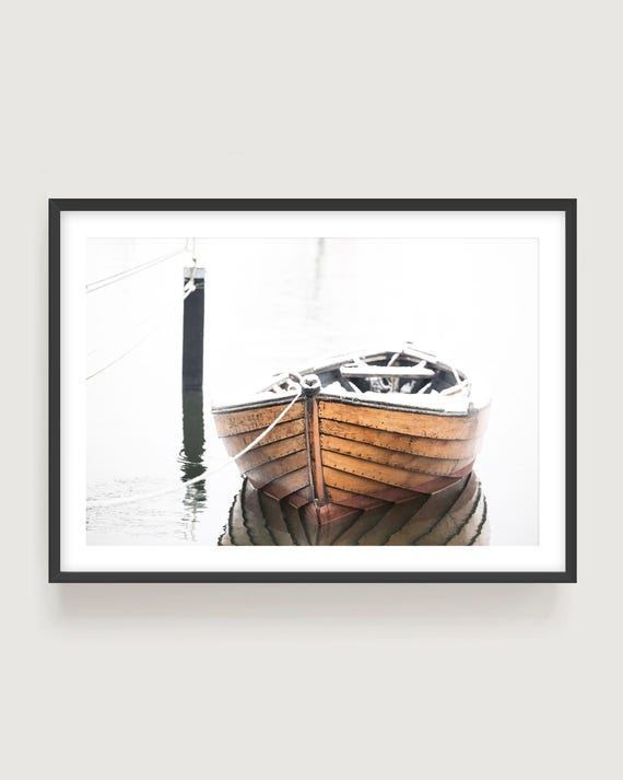 Weathered Rowboat Wall Art - Minimalist Nautical Fine Art Print